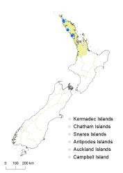 Trithuria inconspicua subsp. inconspicua distribution map based on databased records at AK, CHR & WELT.
 Image: K.Boardman © Landcare Research 2018 CC BY 4.0